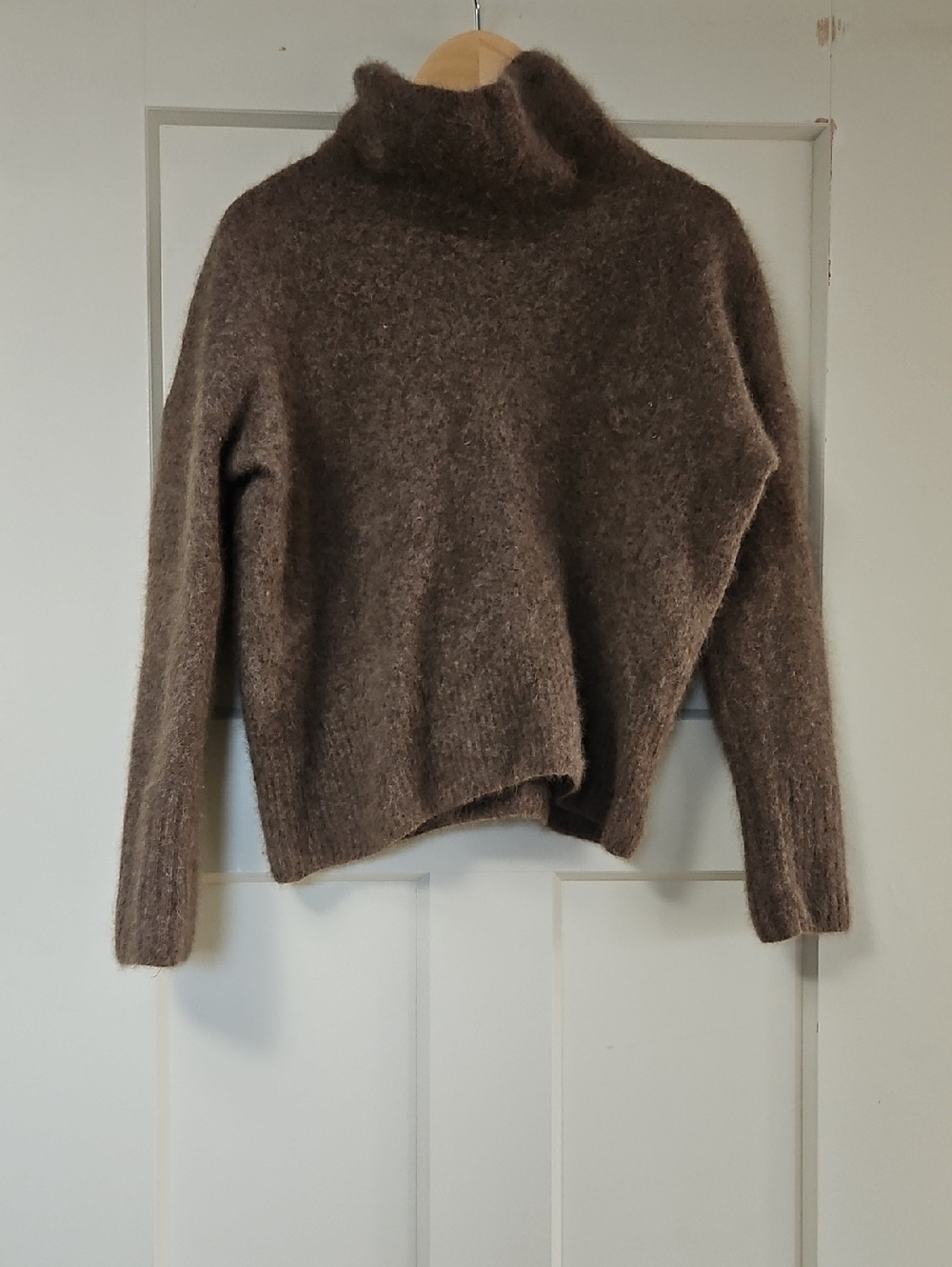 Women's Brown Fuzzy Turtleneck Sweater - Cozy Knit - Picture 1 of 3